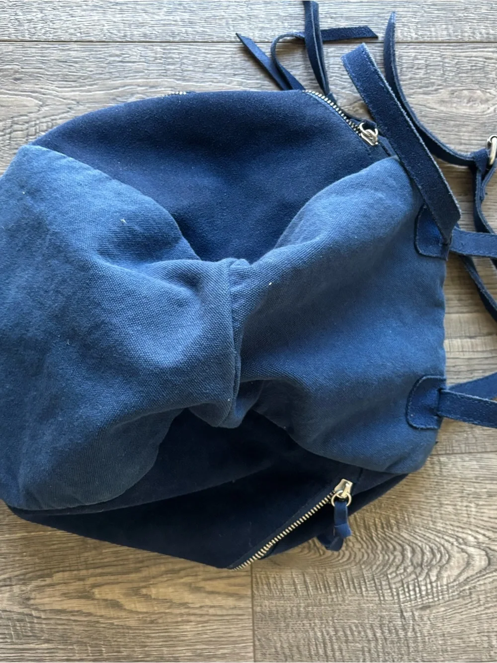 Free People Navy Studded Suede like Backpack